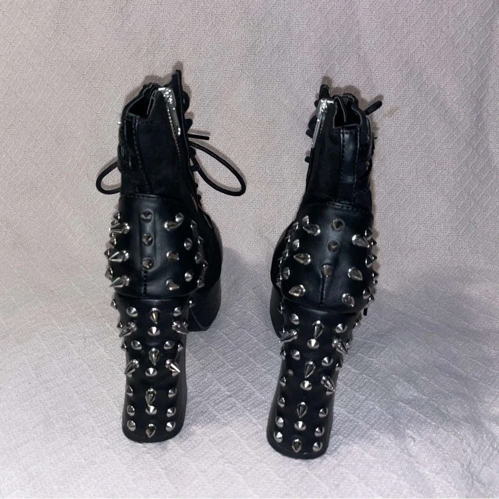 Demonia Charade-100 Spiked Ankle Boots with Bracelets - Picture 4 of 10